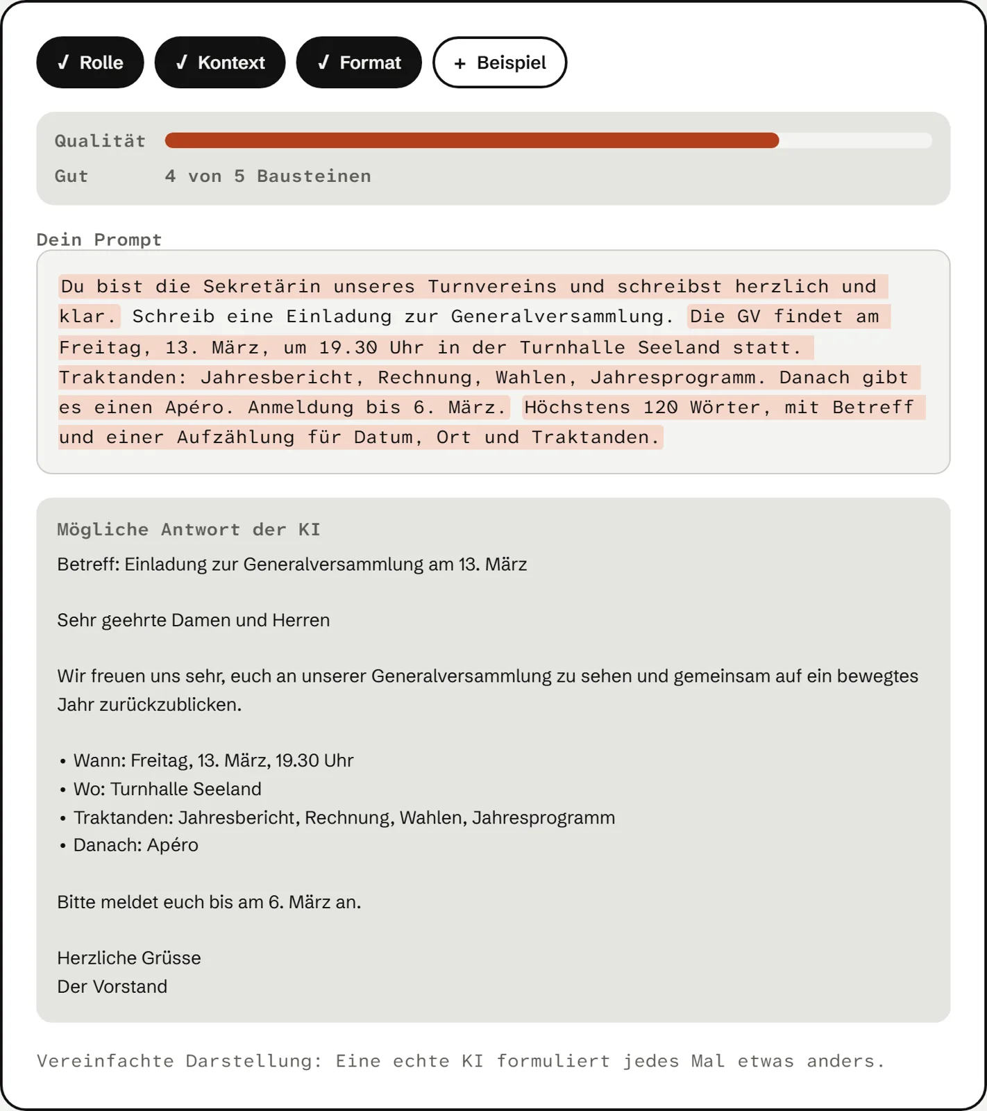 Übung aus dem Kursbereich der KI-Werkstatt.